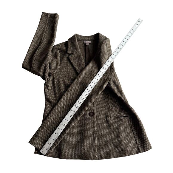 J Jill Wool Blend Jersey Houndstooth Brown Tan Two Button Blazer Jacket M - Picture 7 of 9